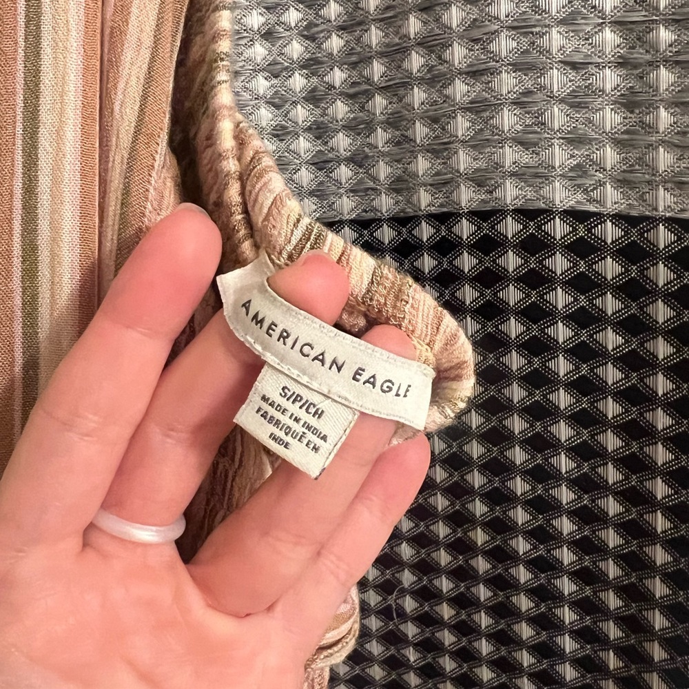 American Eagle striped jumpsuit halter neck tie - Picture 5 of 9